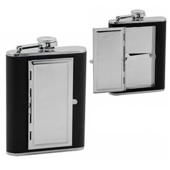 97103 Ocelová kapesní lahev - placatka s tabatěrkou 190 ml