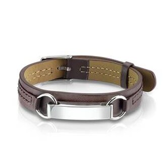 NR1214-BR Hnědý náramek s ocelovou destičkou