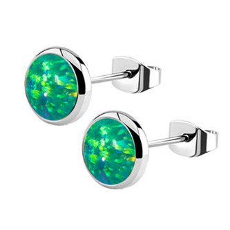 NB2-OP11 Ocelové náušnice s opálem 8 mm