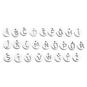 OK1310-Q Drobný kulatý ocelový přívěšek - iniciála - iniciála "Q"