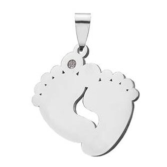 DR1296 Ocelový přívěšek stopy s kamínkem