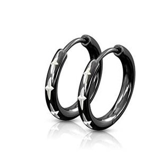 OPN1638K-14 Černé ocelové náušnice s křížkovým dekorem