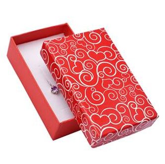 KR0230 Dárková krabička na soupravu šperků se srdíčkovými ornamenty