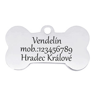 PZ034-M Ocelová psí známka - kost, vel. M