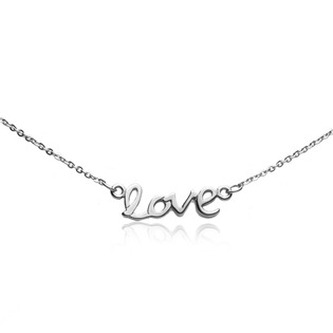 OPE1157-SL Ocelový řetízek s přívěškem - LOVE