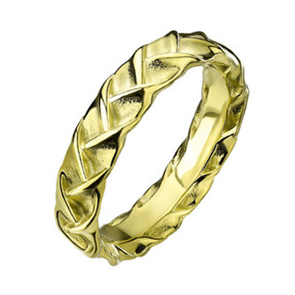 OPR1951-58 Zlacený ocelový prsten splétný dekor