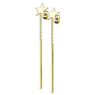 OPN1906-GD Zlacené visací ocelové náušnice s hvězdou
