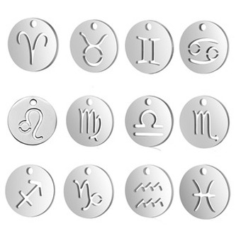 OK1163-10 Drobný kulatý ocelový přívěšek - znamení horoskopu - znamení zvěrokruhu - kozoroh
