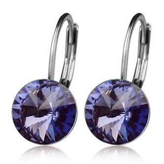 NBS08-TZ Ocelové náušnice s krystaly Swarovski® TANZANITE