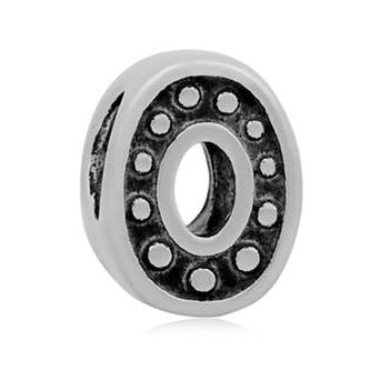 K0002-0 Navlékací ocelový přívěšek korálek - číslice "0"