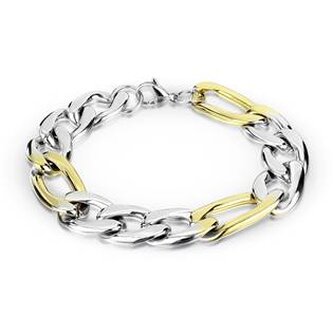OPA1598 Pánský ocelový náramek Figaro zlacený, tl. 15 mm