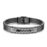 NR1223-21 Kožený náramek s černou destičkou, délka 21,5 cm