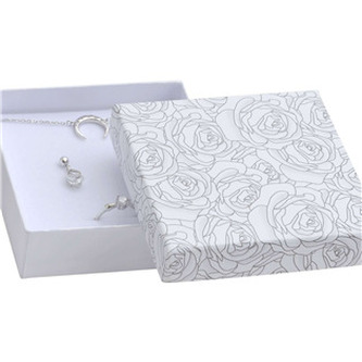 KR0564 Dárková krabička na soupravu s růžemi - květiny - bílá