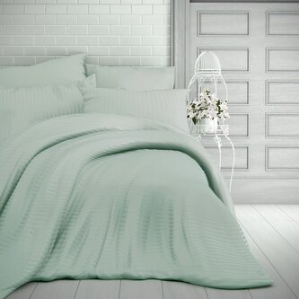 Francouzské saténové povlečení s proužkem 1+2, 200x200, 70x90cm OLIVOVÉ