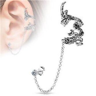 OP1008 Ocelová náušnice s klipem - drak