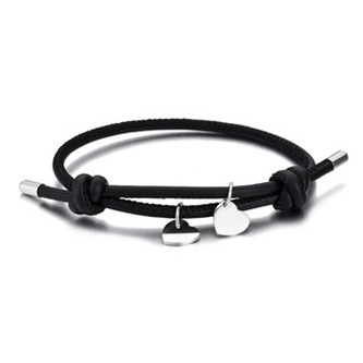 OPA301-ST Kožený náramek se srdíčky - srdce