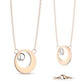 OPD0181-RD Zlacený ocelový náhrdelník kroužek se zirkonem