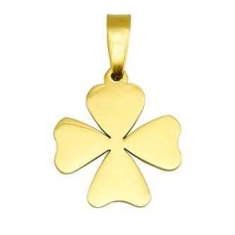 DR1238-GD Zlacený ocelový přívěšek - čtyřlístek - čtyřlístky