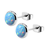 NB1-OP26 Ocelové náušnice, OPÁL 6 mm