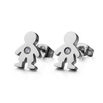 OPN1903 Ocelové náušnice dva chlapečci - andílci