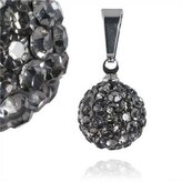 PSW1008 Ocelový přívěšek kulička 12 mm - šedé krystaly