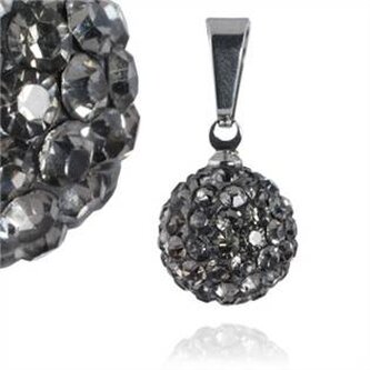 PSW1008 Ocelový přívěšek kulička 12 mm - šedé krystaly
