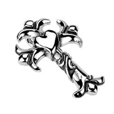 OPP1800 Ocelový přívěšek - kříž se srdíčkem