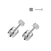 OPN2012-03 Ocelové náušnice - čiré zirkony 3x3 mm