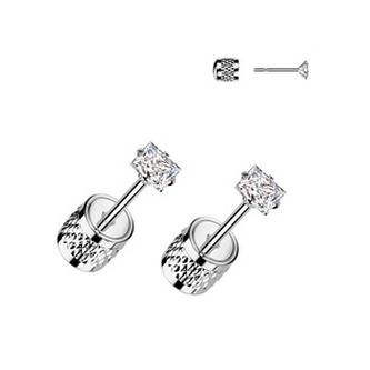 OPN2012-03 Ocelové náušnice - čiré zirkony 3x3 mm