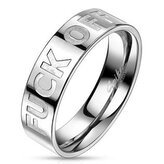 OPR1840-59 Lesklý ocelový prsten "FUCK OFF"