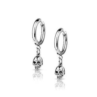 OPN1818-ST Ocelové náušnice kroužky s lebkami