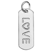 OPP1666 Malý ocelový přívěšek s kroužkem - destička LOVE - srdce