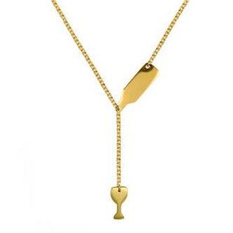 OPD0143-GD Zlacený ocelový náhrdelník "lahev vína"