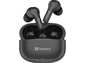 Sandberg bezdrátová sluchátka Play'n Go, Bluetooth s nabíjecím pouzdrem, černá
