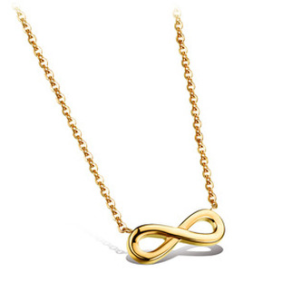 OPD0053-GD Zlacený ocelový náhrdelník nekonečno - nekonečno - ležatá osmička