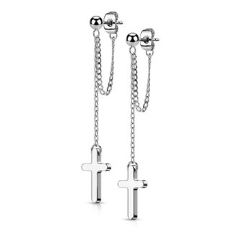 OPN1819-ST Visací ocelové náušnice s křížky