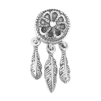 K0122 Navlékací ocelový korálek lapač snů - pírka