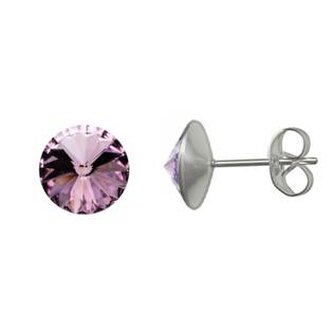 NU003-LA Ocelové náušnice Crystals from Swarovski® 6mm, LIGHT AMETHYST