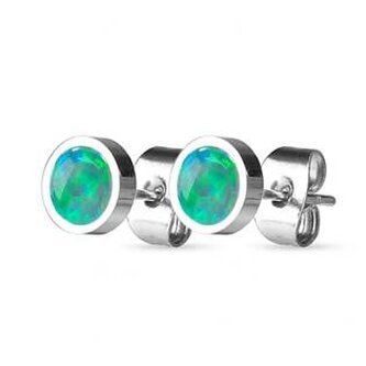NBP70-OP11 Ocelové náušnice s opály 6 mm