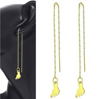 OPN1421-GD Provlékací zlacené ocelové náušnice se stopami