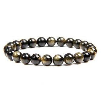 KN330 Pánský korálkový náramek Gold Obsidian