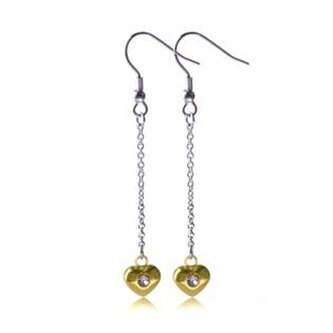 OPN1060 Ocelové náušnice se zlatými srdíčky - srdce