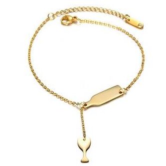 OPA1540-GD Zlacený ocelový náramek "lahev vína"