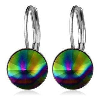 NBS08-RD Ocelové náušnice s krystaly Swarovski® RAINBOW DARK