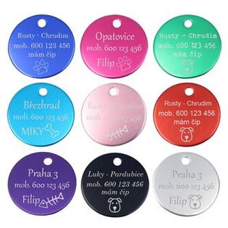 PZ004-LB Hliníková psí známka kulatá 25 mm - světle modrá