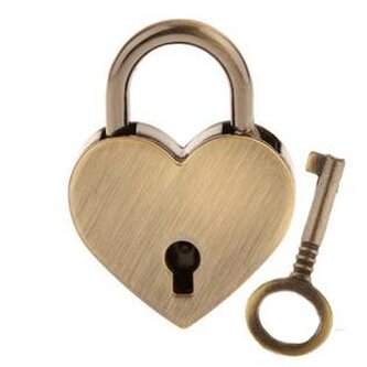 ZA0009 Zámeček lásky - srdíčko broušená mosaz, rozměr 39 x 30 mm - srdce