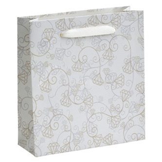 KR0525 Dárková taška motiv diamant - bílá