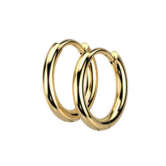 OPN1922GD-12 Zlacené ocelové náušnice kroužky 12mm