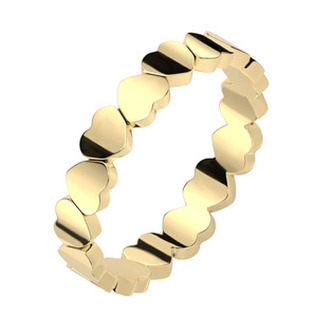 OPR1948-62 Zlacený ocelový prsten se srdíčky - srdce