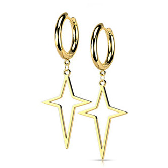 OPN1841-GD Zlacené ocelové náušnice s křížky